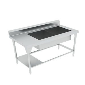 Mesa de trabajo para pared con dos tarjas 1.90